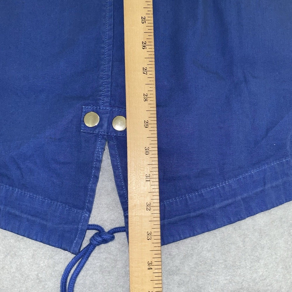 J Crew Women's Utility Cotton Jacket Small Blue Hooded Parka Fishtail Coat - Picture 15 of 16
